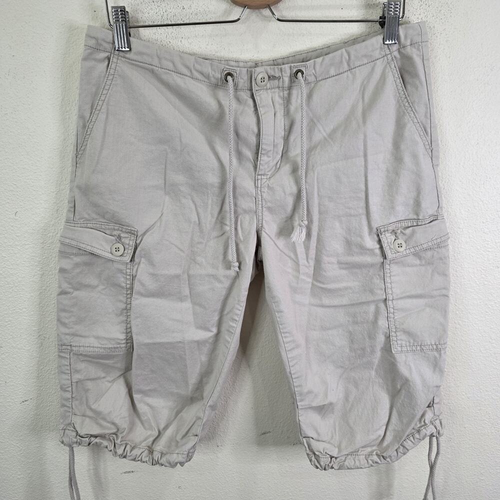 Vintage prAna Capri Cargo Pants Womens 12 Beige Wide Leg Hiking Outdoor